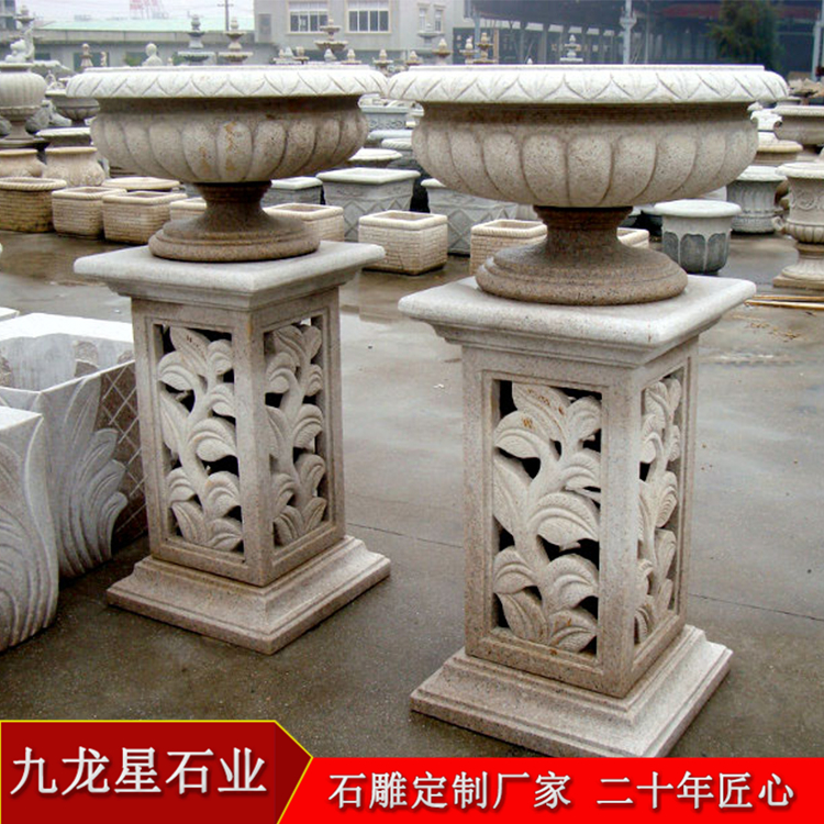 歐式花缽圖片_花崗巖石雕花缽廠家