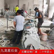 石雕八角龍柱?一對青石龍柱