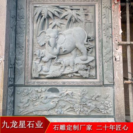 宗祠浮雕 青石浮雕獅象?廣東潮汕