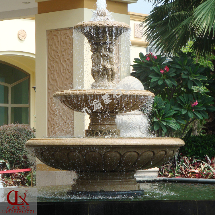 各種石材噴泉雕塑與石雕噴水池的結合圖片